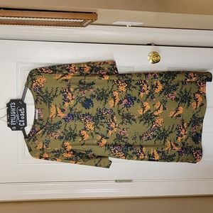 Triste Floral Printed Dress 1X Green Orange